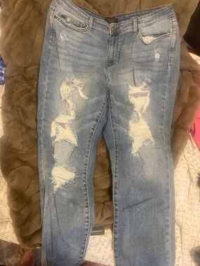 Judy Blue Light Blue Distressed Skinny Jeans